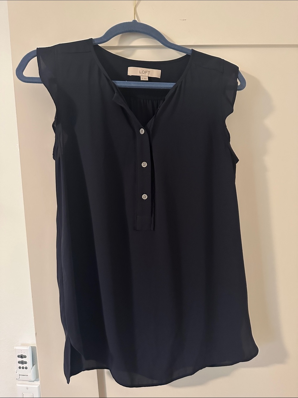 LOFT Navy Sleeveless Button-Front Camisole